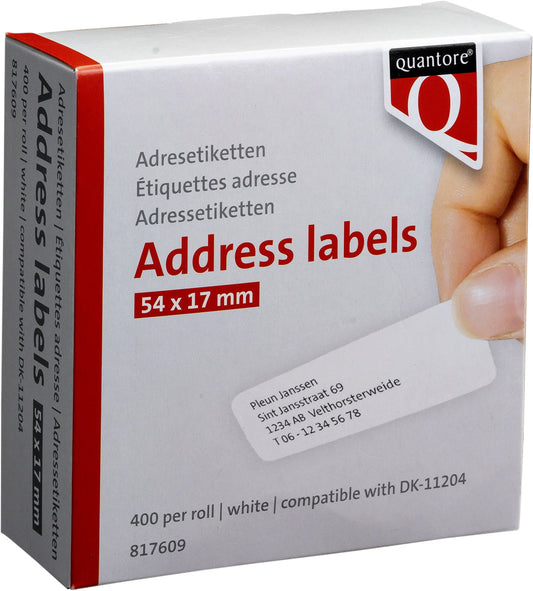 Labeletiket Quantore DK-11204 17mmx54mm wt 400st