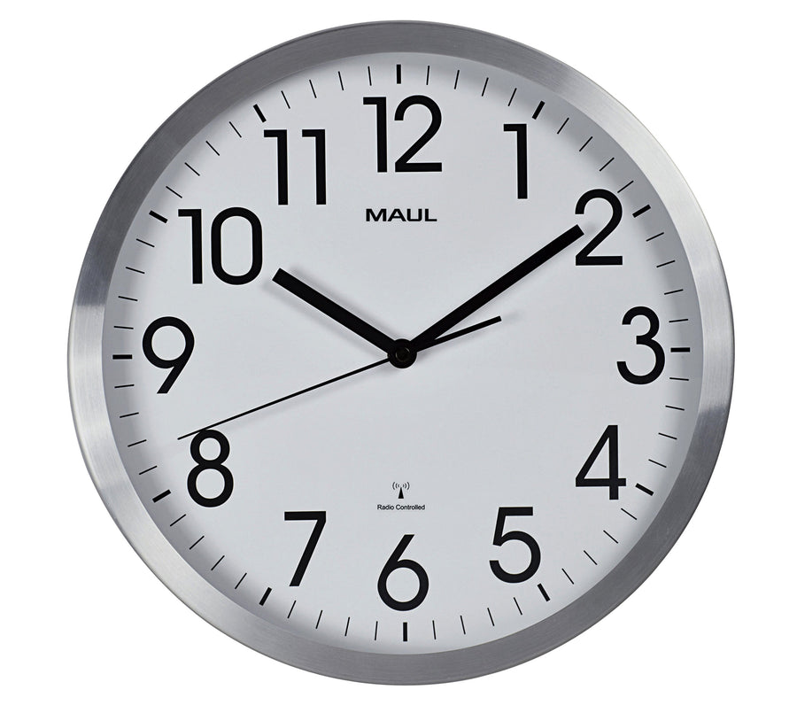 Wandklok MAUL Move RC 305x45mm alu wt batterij