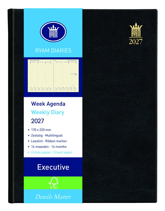 Agenda 2026 Ryam Executive Mundior 7d/2 zwart