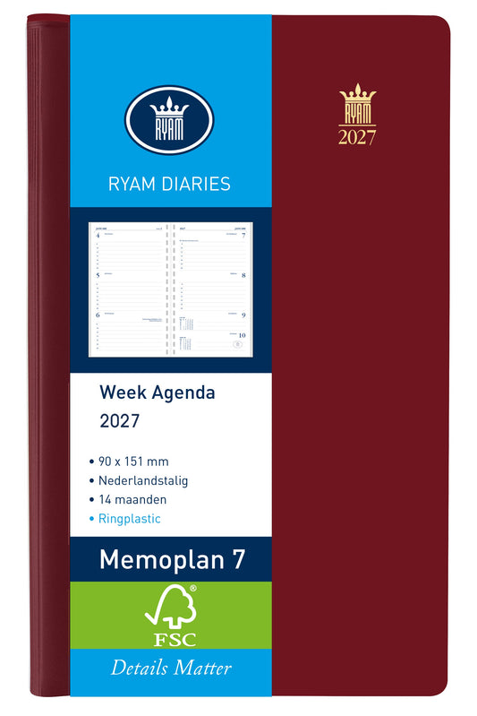 Agenda 2026 Ryam Memoplan 7 Suprema 7d/2p bordeaux
