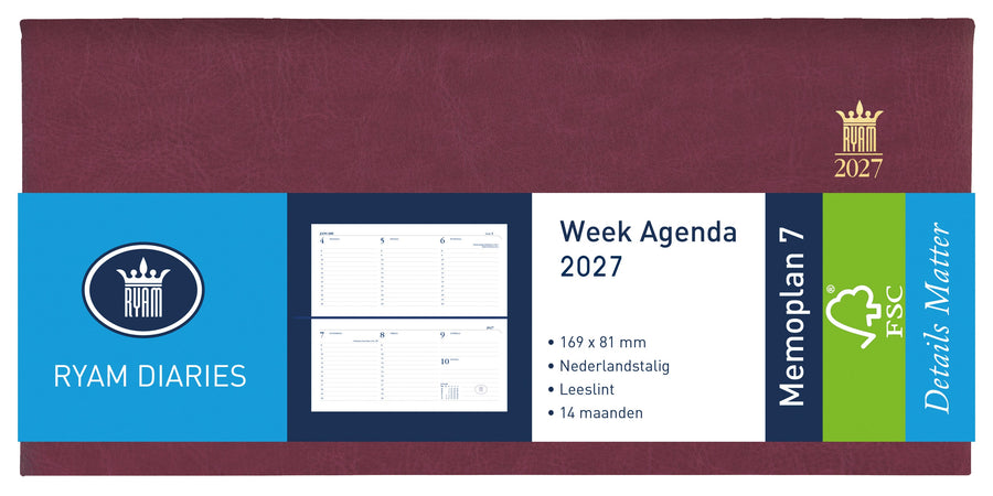 Agenda 2026 Ryam Memoplan 7 Mundior 7d/2p bordeaux