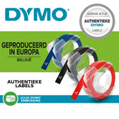 Relieftape Dymo embossing vinyl 9mm 3 stuks