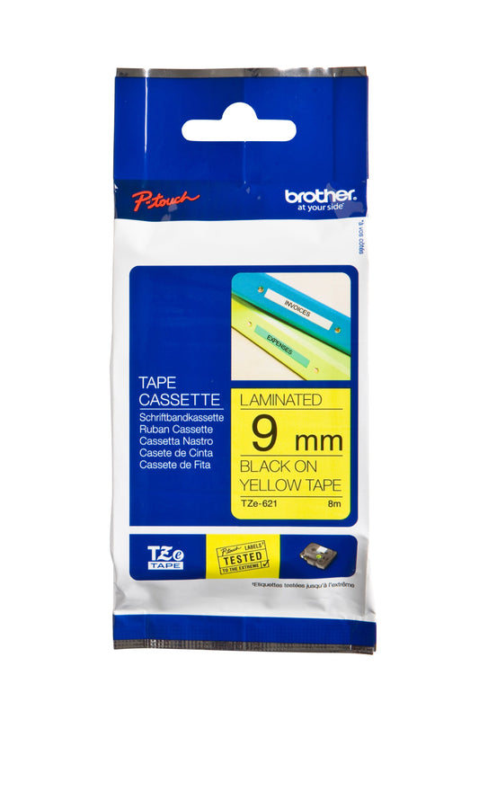 Labeltape Brother Ptouch TZe621 9mm geel