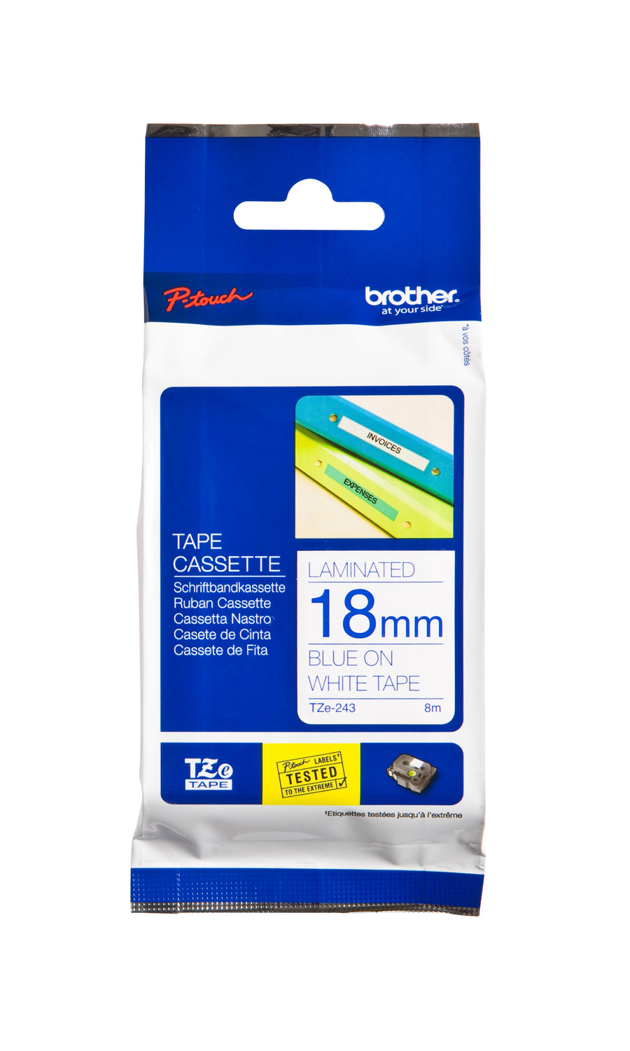 Labeltape Brother Ptouch TZe243 18mm wit