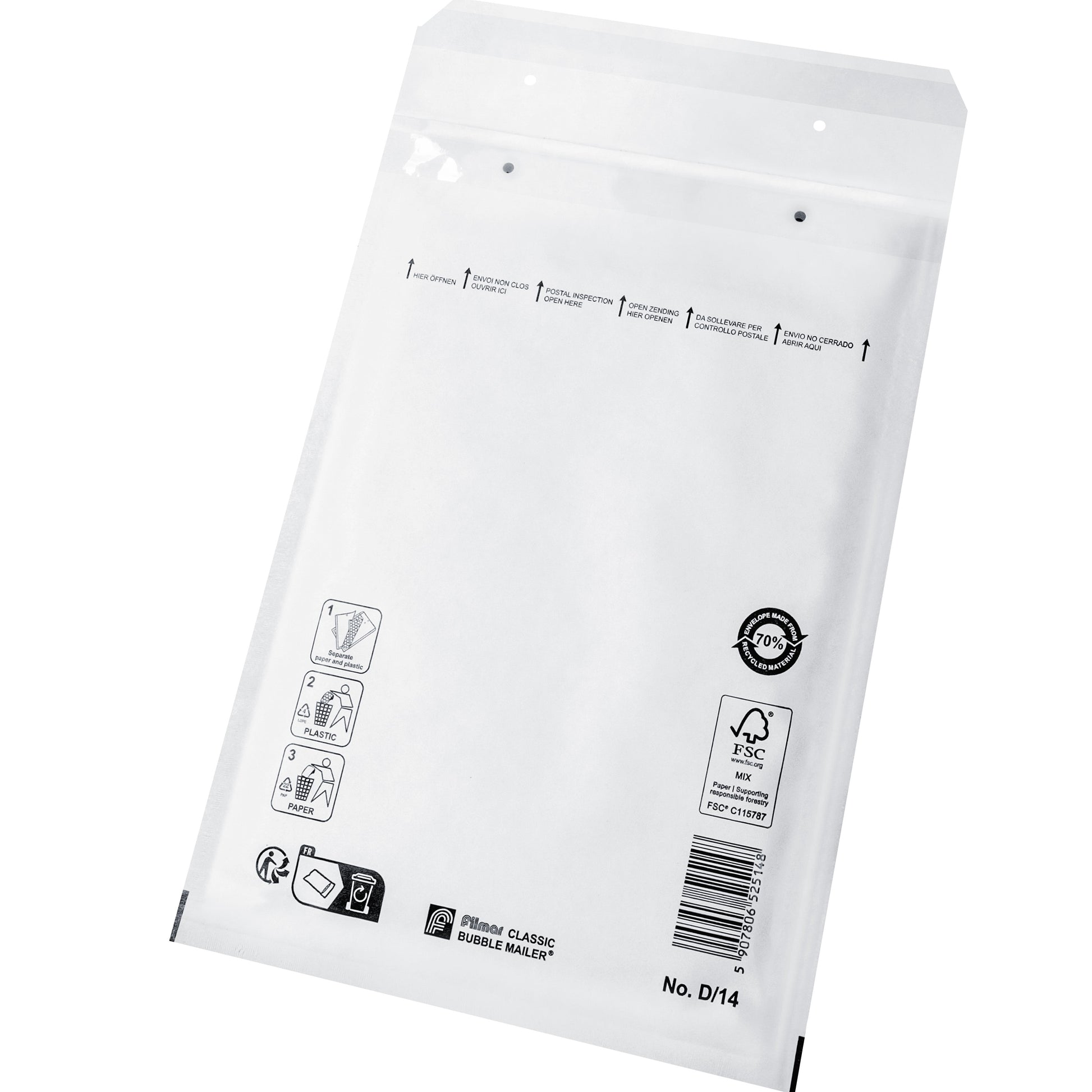 D14 Luchtkussen Enveloppen Wit, 180 x 265 mm Per doos (100 stuks)