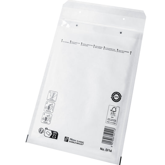 D14 Enveloppes à bulles Blanches, 180 x 265 mm Par boîte (100 pièces)
