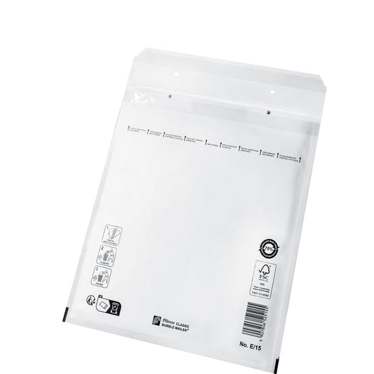 E15 Enveloppes à bulles Blanches, 220 x 265 mm Par boîte (100 pièces)