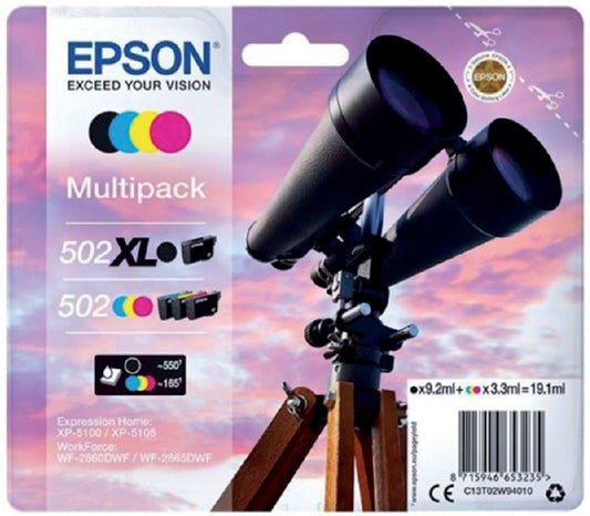 Inktcartridge Epson 502XL 502 T02W9 zwart + 3 kl