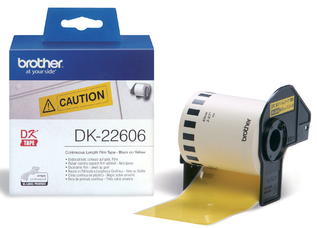 Etiket Brother DK22606 doorlopend 62mm 15m geel