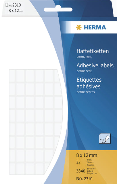 Etiket HERMA 2310 8x12mm wit 3840stuks