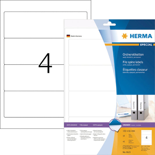 Rugetiket HERMA 8621 breed 61x192mm zelfklevend wt