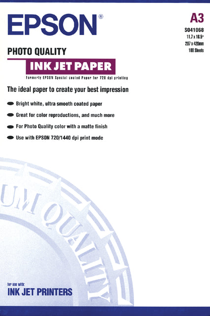 Inkjetpapier Epson S041068 A3 104gr
