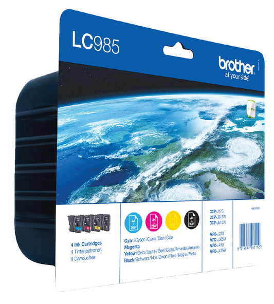 Inktcartridge Brother LC-985VALBP zwart + 3kleuren