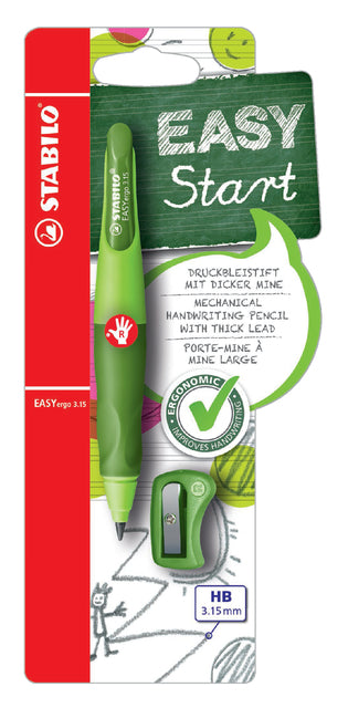Vulpotlood STABILO Easyergo HB 3.15mm rechts groen