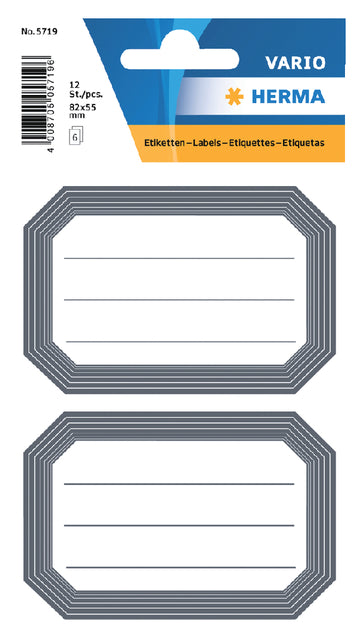 Etiket HERMA 5719 82x55mm schrift grijze rand 12st