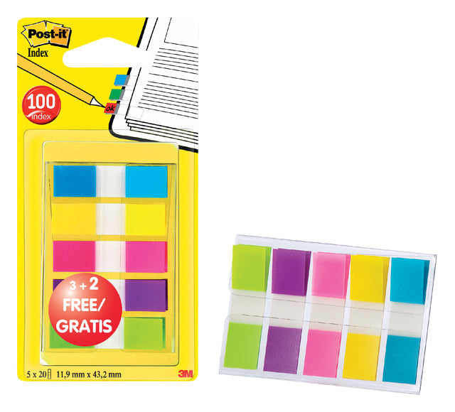 Indextabs Post-it 6835 11.9x43.1mm 3+2 assorti