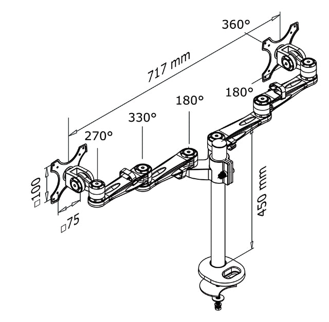 Monitorarm Neomounts D935DG 10 27 inch doorvoer zi