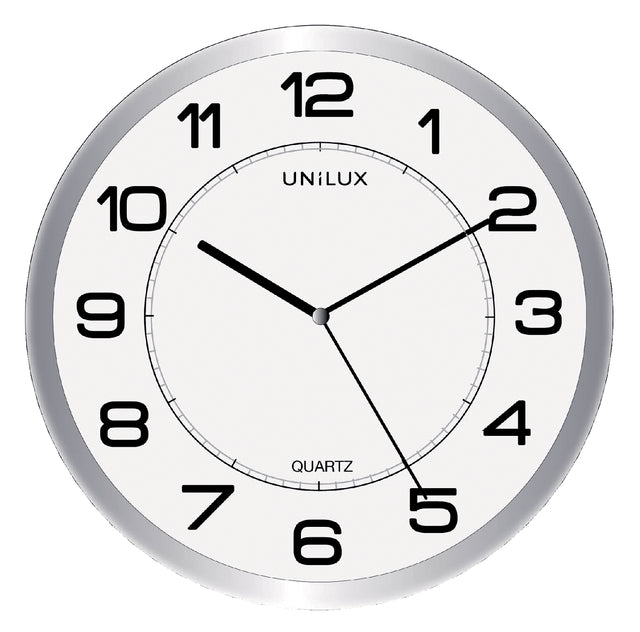 Wandklok Unilux Magnet dia 30.5cm lichtgrijs/wit