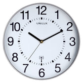 Wandklok Unilux Wave radio dia 30cm zilvergrijs/wt