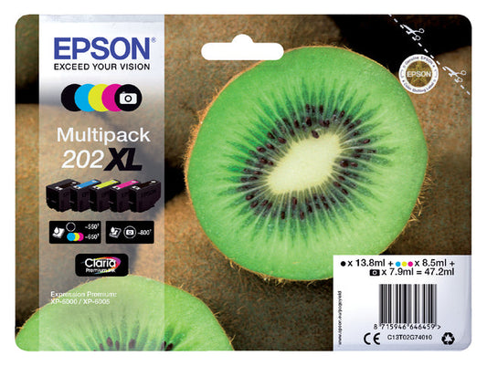 Inktcartridge Epson 202XL T02G74 zwart +3 kl +f-zw