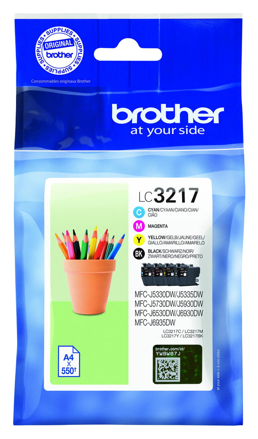 Inktcartridge Brother LC-3217 zwart + 3 kleuren