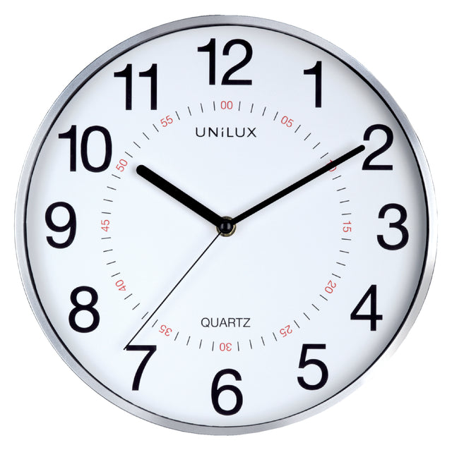 Wandklok Unilux Aria dia 28.5cm zilvergrijs/wit