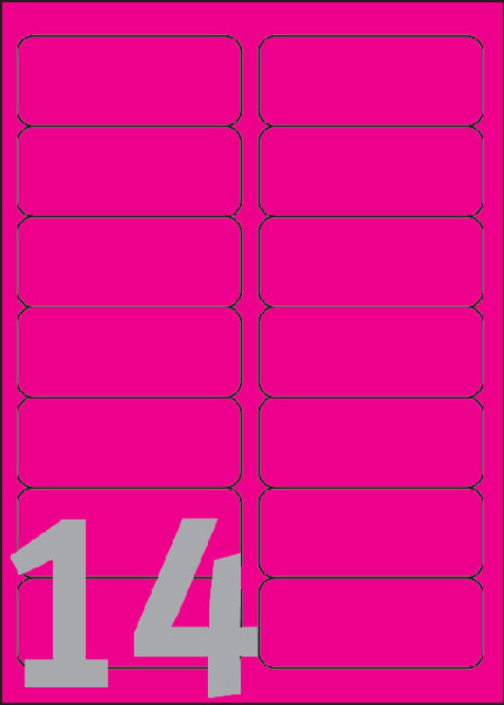 Etiket Avery L7363P-25 99.1x38.1mm roze 340stuks