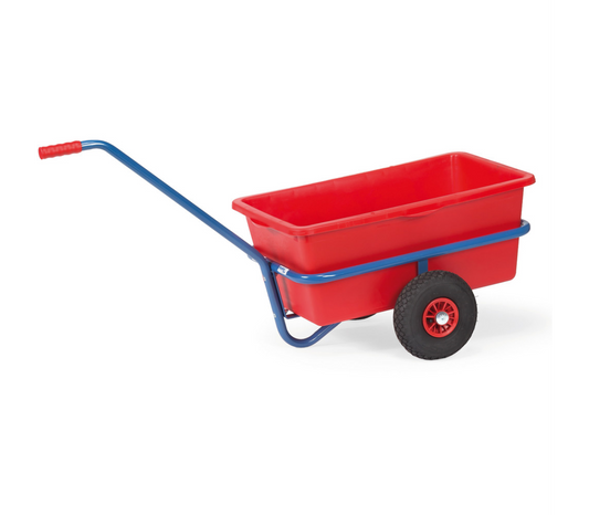 Handtrekwagen 4101V - massief rubber wielen - met rode kunststof bak 90 liter