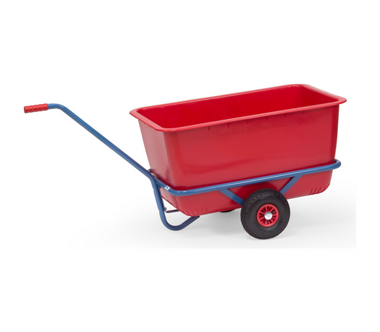 Handtrekwagen 4102L - lucht wielen - met rode kunststof bak 200 liter