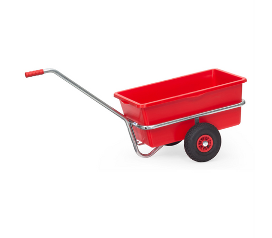 Handtrekwagen 6101L - lucht wielen - met rode kunststof bak 90 liter