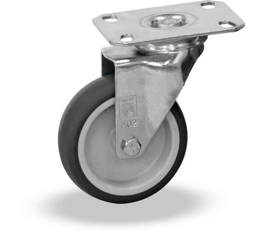 Zwenkwiel 125 x 32 mm - met TPE-wielen