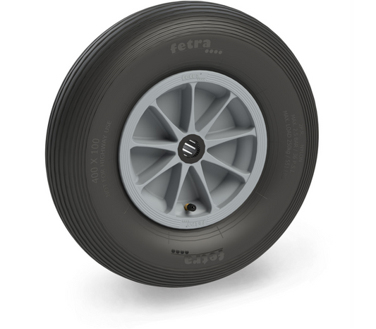 Luchtband 400 x 100 mm - 2 PR ril - Polyamide velg grijs, NL 75, as 25 - DV 250 kg