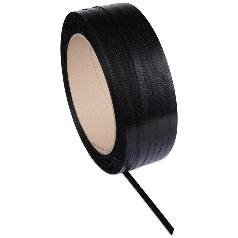 PP strappingband zwart 12 mm x 600 m – kern 200 mm